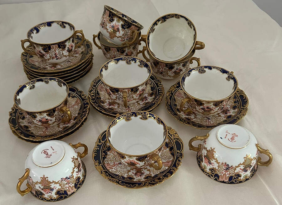 3707 Flat Bouillon Cup & Saucer by Royal Crown Derby-1