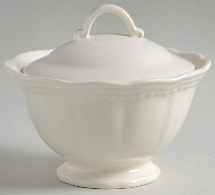 Classic White Sugar Bowl & Lid by Red Vanilla-1