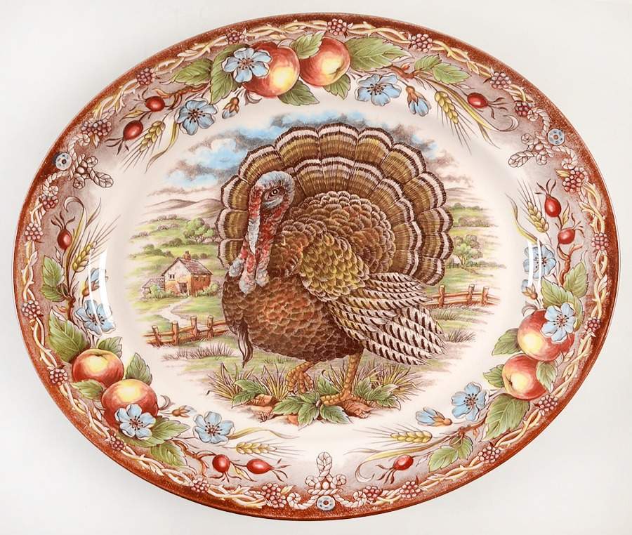Turkey Brown, Multicolor 14" Oval Serving Platter by Royal Stafford-1