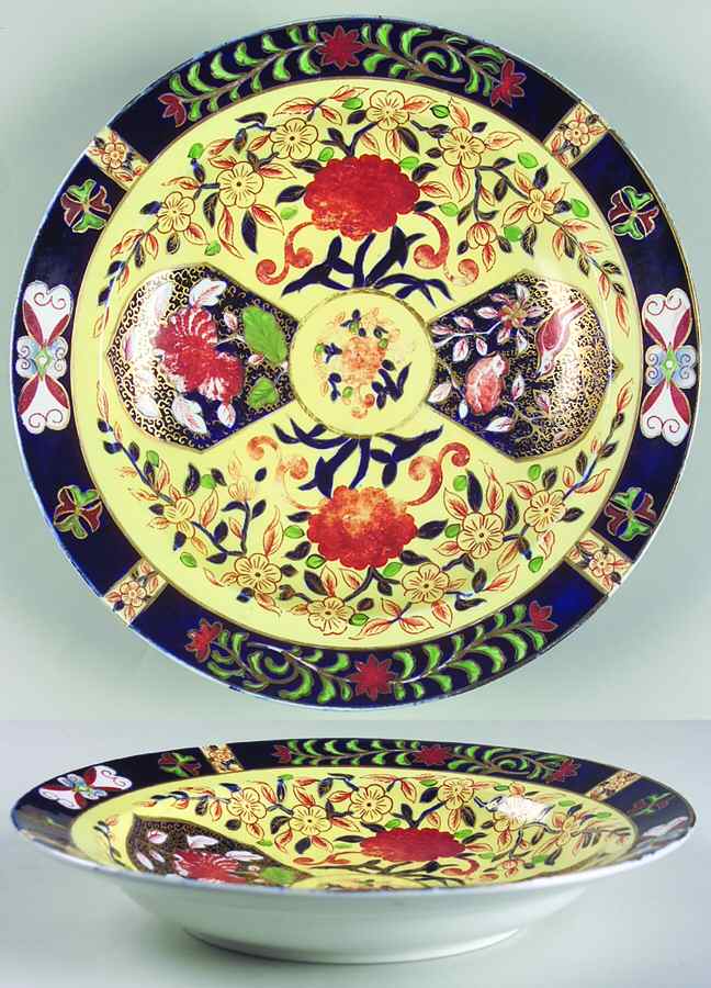 198 Yellow Large Rim Soup Bowl by Royal Crown Derby-1