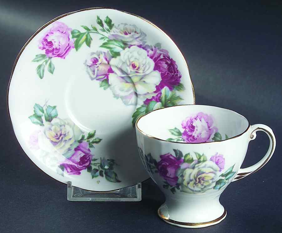Irish Elegance (Smooth Gold Trim) Footed Demitasse Cup & Saucer Set by Royal Standard-1