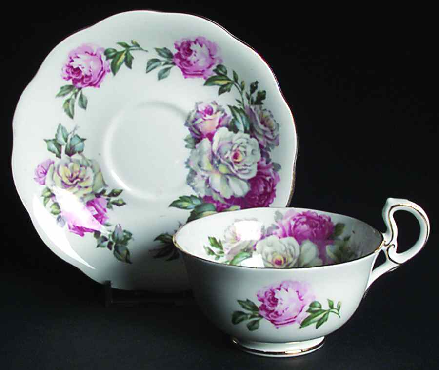 Irish Elegance (Smooth Gold Trim) Footed Cup & Saucer Set by Royal Standard-1