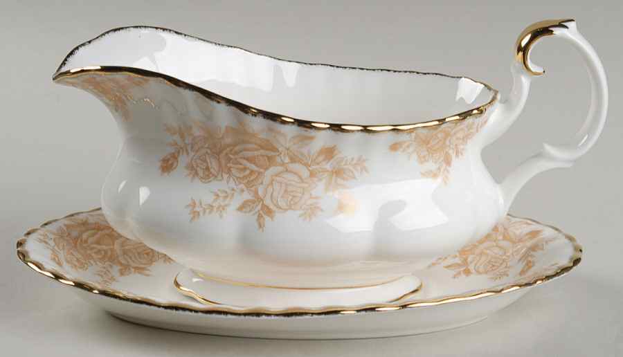 Old Country Roses Gold Gravy Boat & Underplate by Royal Albert-1