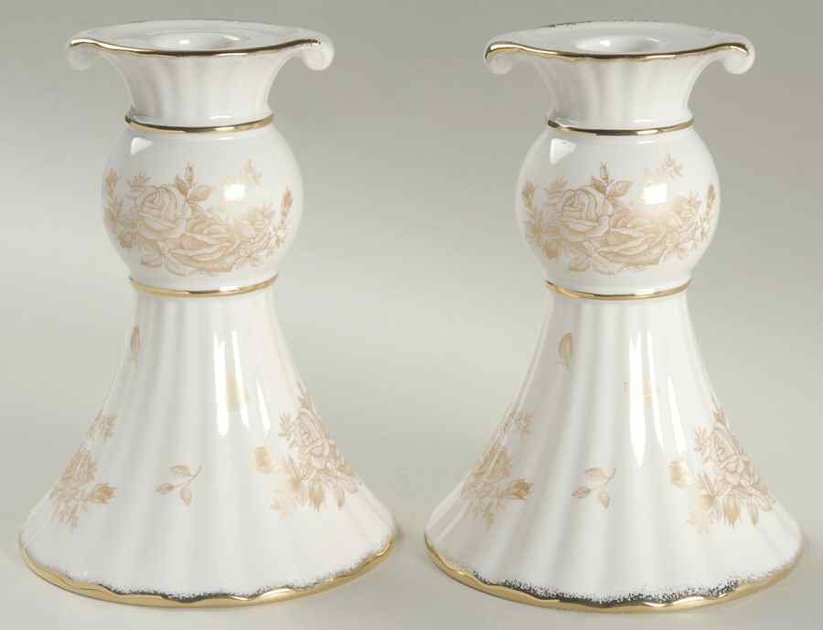 Old Country Roses Gold 6" Candlestick - Set of 2 by Royal Albert-1