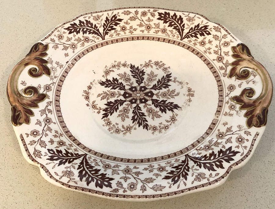 Deak Brown Handled Cake Plate by Ridgway (Ridgways)-1