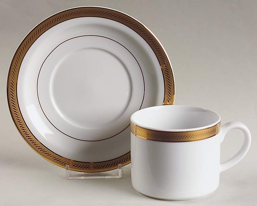 Elegance Gold Flat Cup & Saucer Set by Royal Porcelain-1