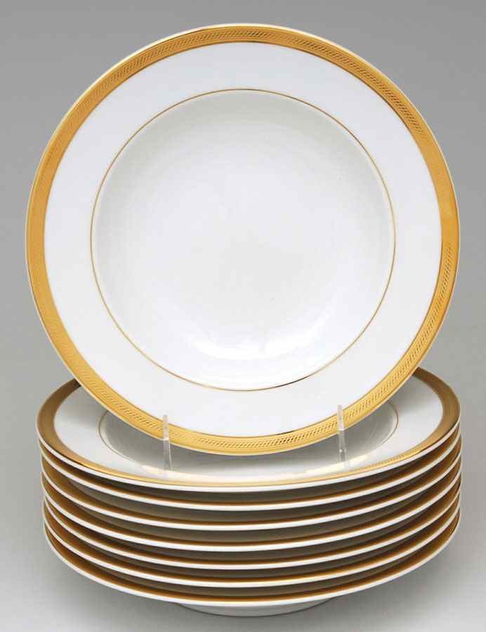Elegance Gold Large Rim Soup Bowl - Set of 8 by Royal Porcelain-1