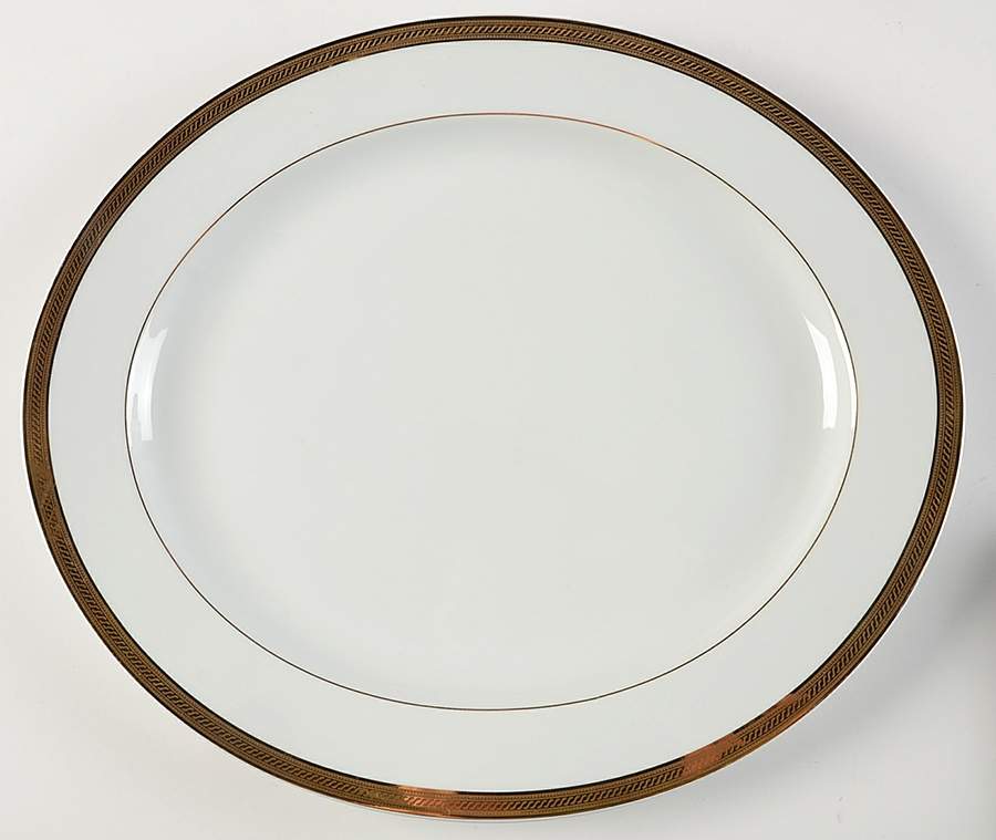 Elegance Gold 13" Oval Serving Platter by Royal Porcelain-1