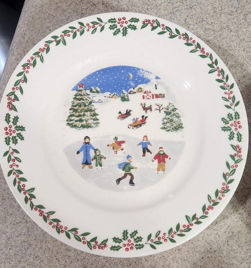 White Christmas Dinner Plate by Retroneu-1