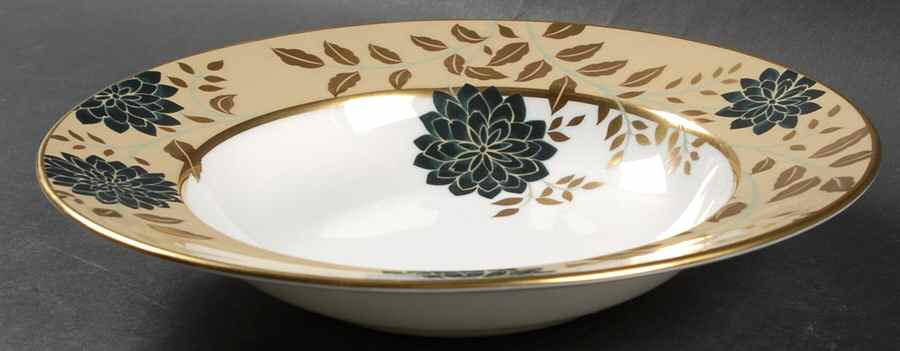 Kimono Taupe Rim Soup Bowl by Royal Crown Derby-1