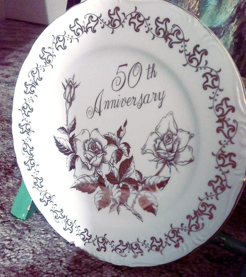 50th Anniversary Salad Plate by Royal Crown (Japan)-1