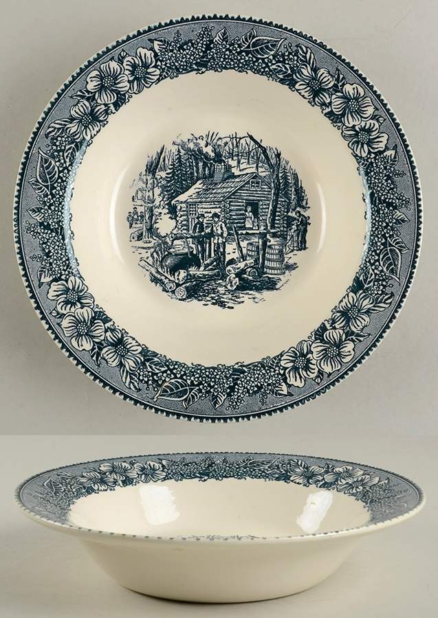 Pilgrim Blue Gray 9" Round Vegetable Bowl by Royal (USA)-1
