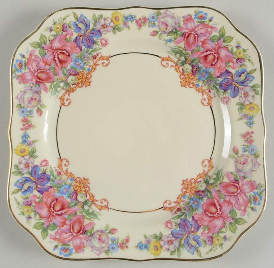 Gwendolyn (Yellow or Yellow & Red Scrolls) Square Salad Plate by Rosenthal - Continental-1