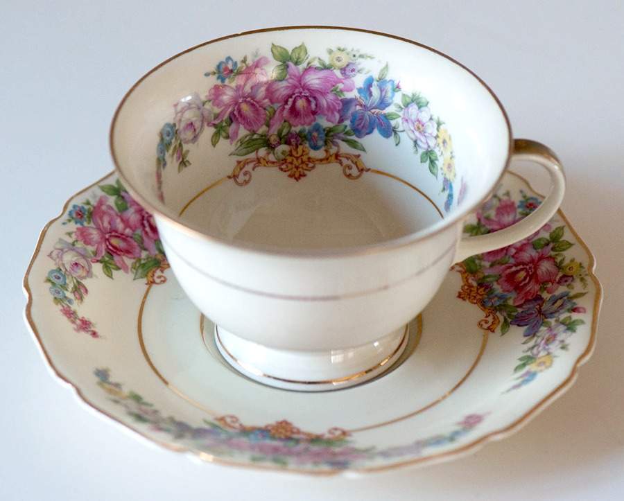 Gwendolyn (Yellow or Yellow & Red Scrolls) Footed Cup & Saucer Set by Rosenthal - Continental-1