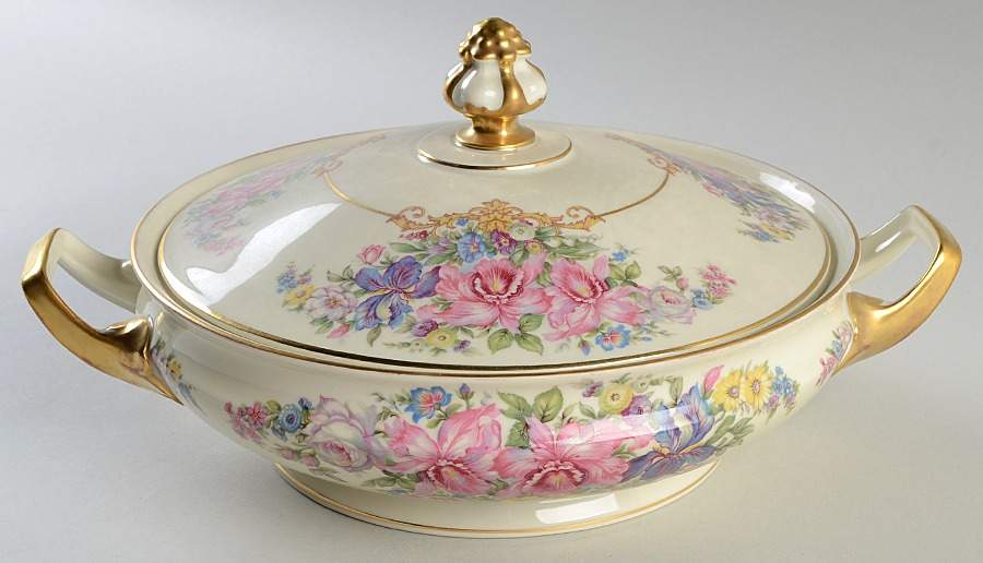 Gwendolyn (Yellow or Yellow & Red Scrolls) Round Covered Vegetable by Rosenthal - Continental-1