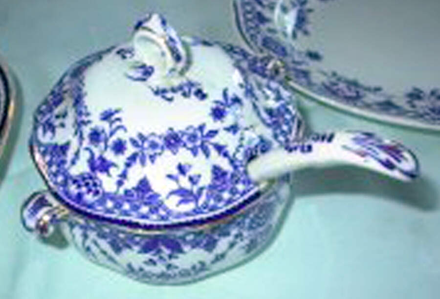 Rhona Blue Sauce Boat & Lid with Ladle by Royal Doulton-1