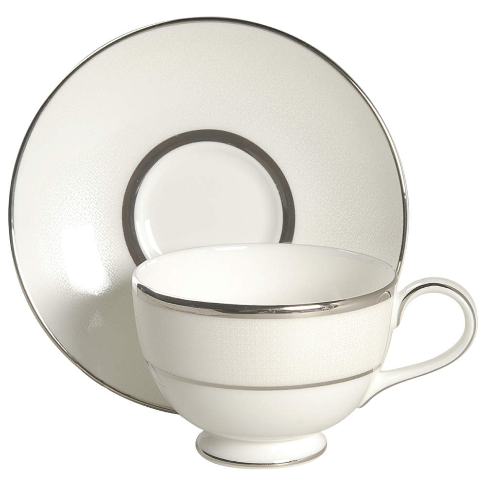Platinum Silk Footed Cup & Saucer Set by Royal Doulton-1