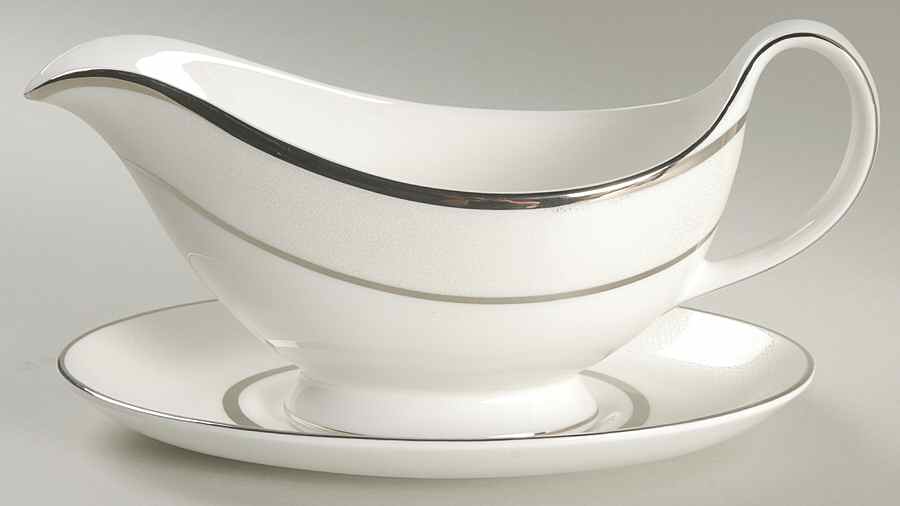 Platinum Silk Gravy Boat & Underplate by Royal Doulton-1