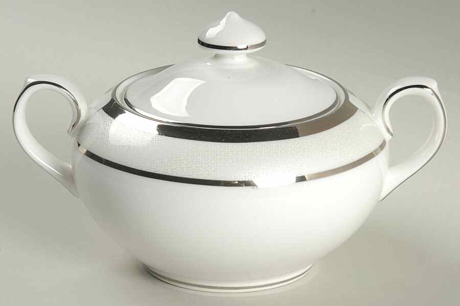 Platinum Silk Sugar Bowl & Lid by Royal Doulton-1