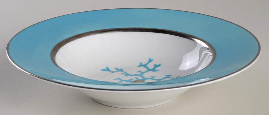 Cristobal Turquoise Rim Soup Bowl by Raynaud-1