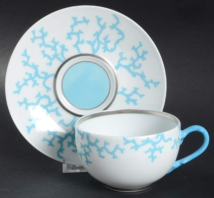 Cristobal Turquoise Flat Cup & Saucer Set by Raynaud-1
