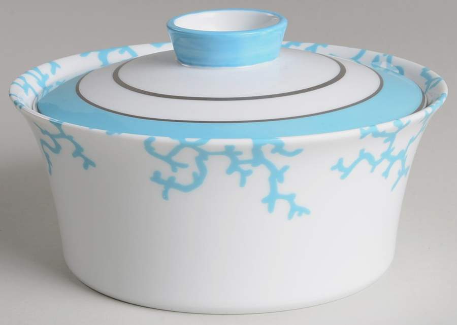 Cristobal Turquoise Chinese Vegetable Bowl &  Plate by Raynaud-1