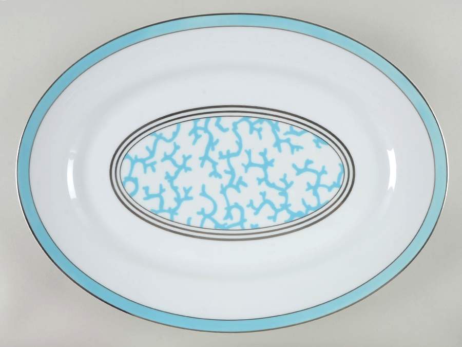 Cristobal Turquoise 16" Oval Serving Platter by Raynaud-1