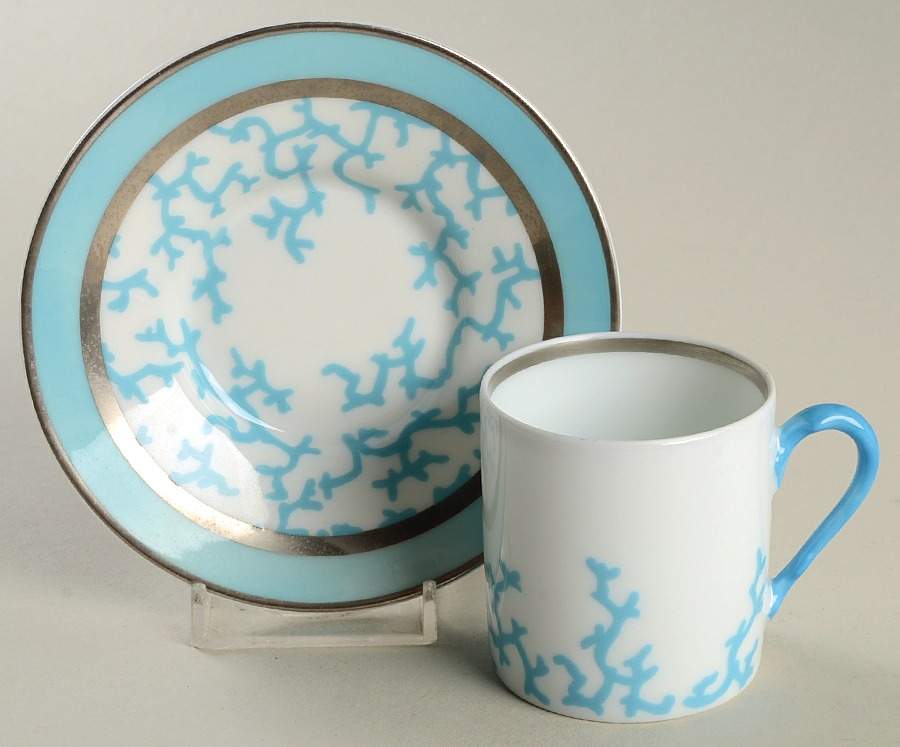 Cristobal Turquoise Flat Demitasse Cup & Saucer Set by Raynaud-1