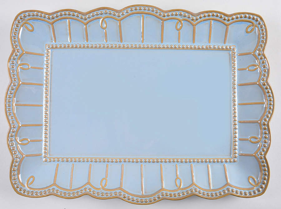 Mary Anne Blue Green 16" Rectangular Serving Platter by Roscher & Co-1
