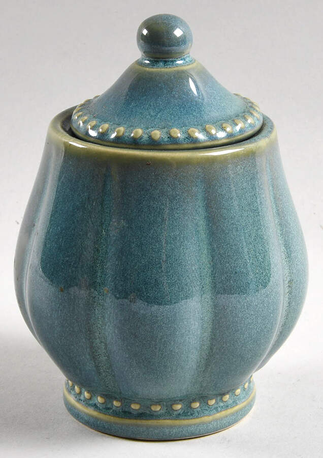 Hobnail Green Sugar Bowl & Lid by Roscher & Co-1