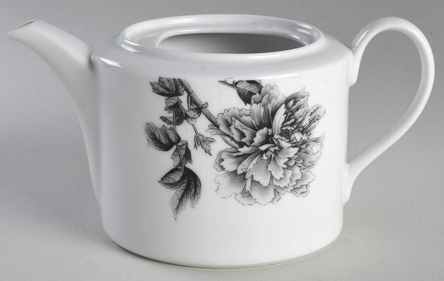 Black Peony Teapot No Lid by Royal Worcester-1