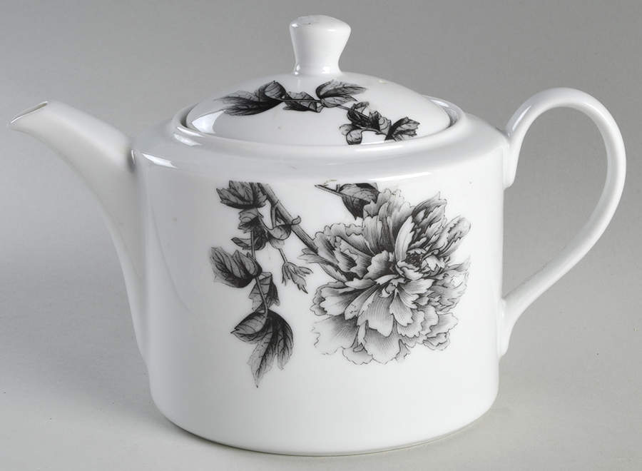 Black Peony Teapot & Lid by Royal Worcester-1