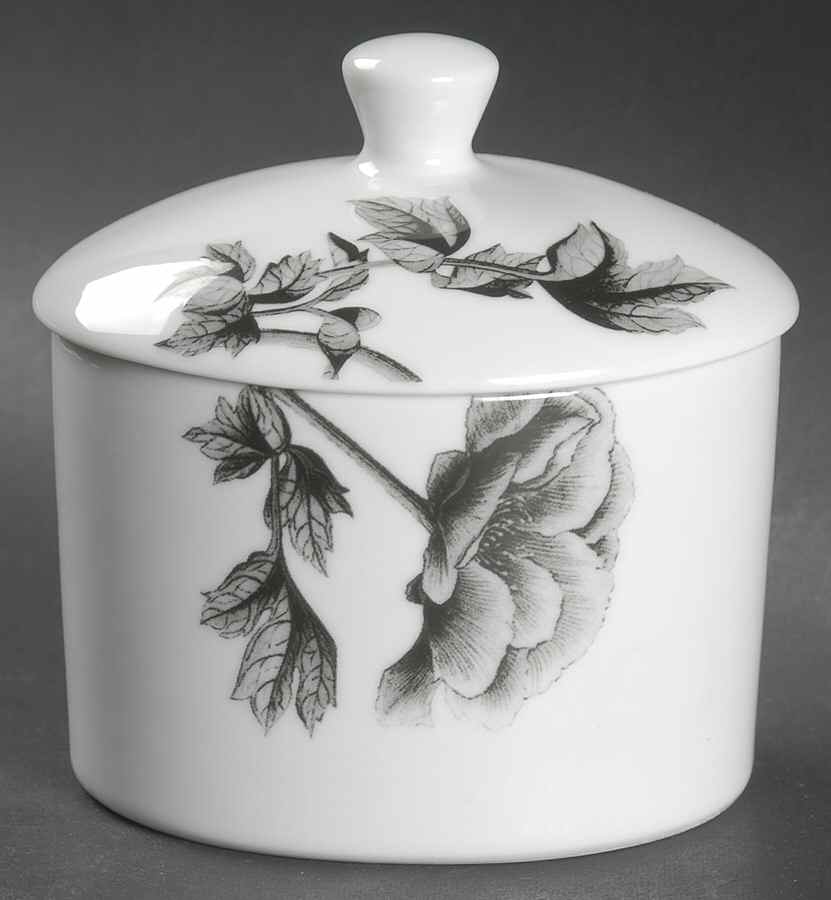Black Peony Sugar Bowl & Lid by Royal Worcester-1