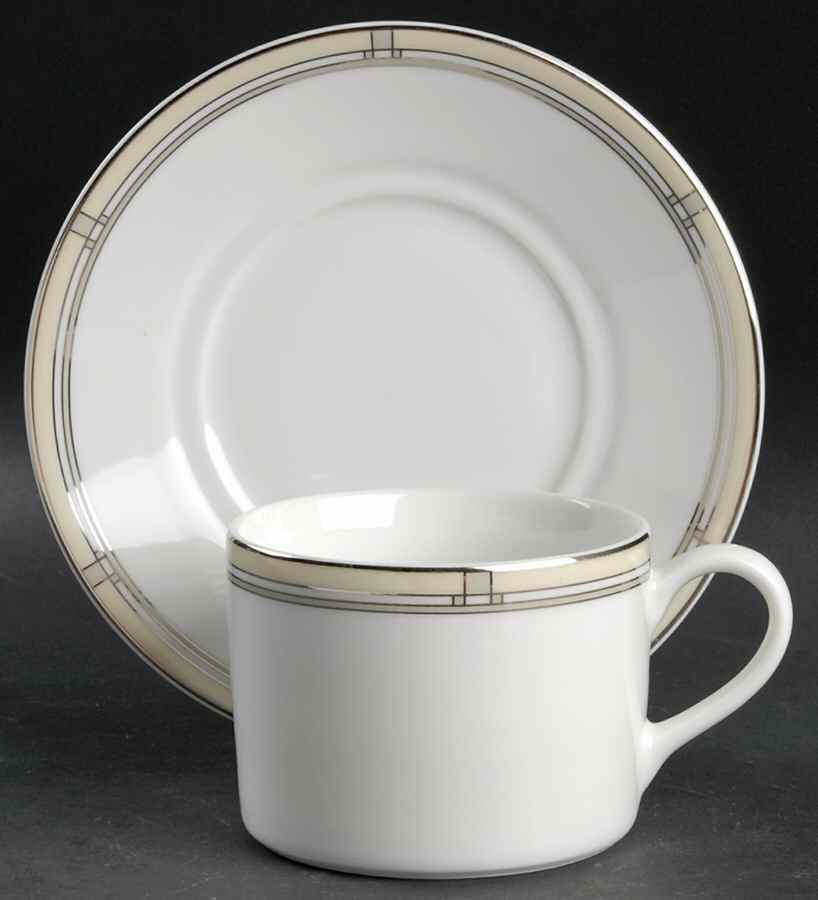 Mondrian (Classic Shape) Flat Cup & Saucer Set by Royal Worcester-1