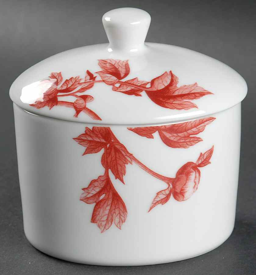 Red Peony Sugar Bowl & Lid by Royal Worcester-1