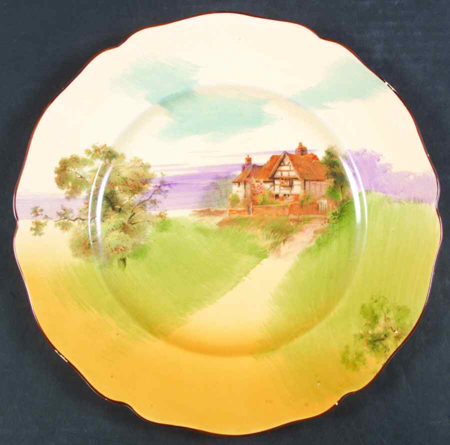 English Cottages a (Scalloped) Dinner Plate by Royal Doulton-1