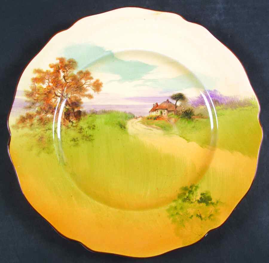 English Cottages a (Scalloped) Dinner Plate by Royal Doulton-1