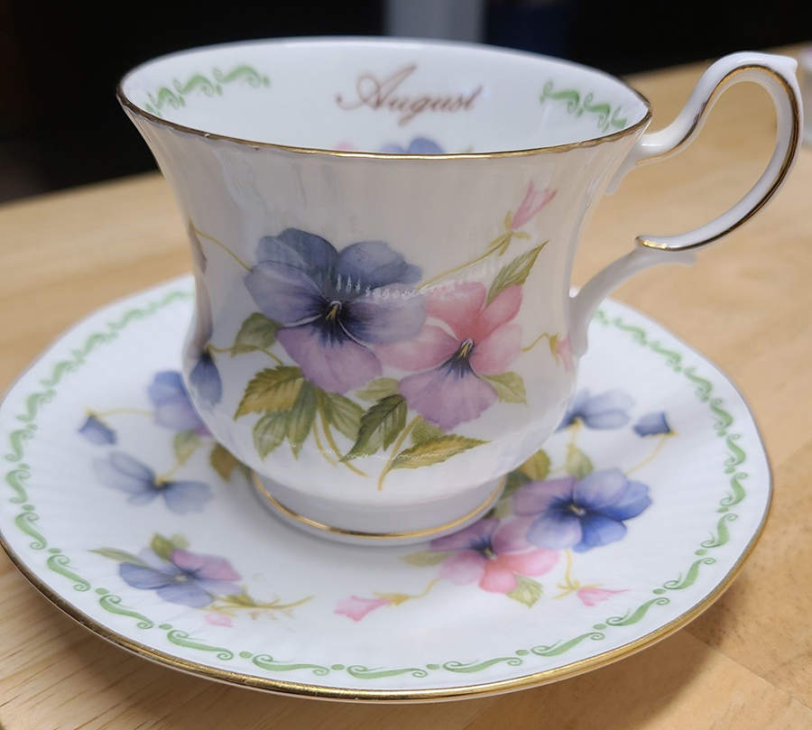 Special Flowers (With Month) Footed Cup & Saucer Set by Rosina-Queens-1