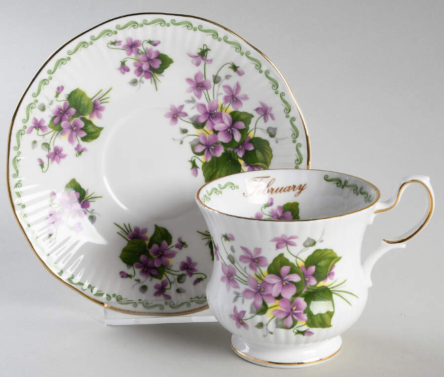 Special Flowers (With Month) Footed Cup & Saucer Set by Rosina-Queens-1