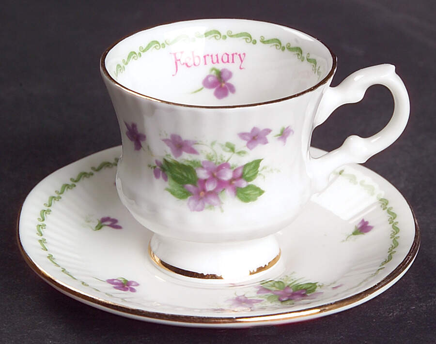 Special Flowers (With Month) Footed Cup & Saucer Set by Rosina-Queens-1