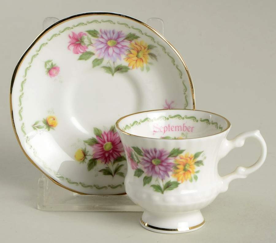 Special Flowers (With Month) Footed Toy Cup and Saucer Set by Rosina-Queens-1