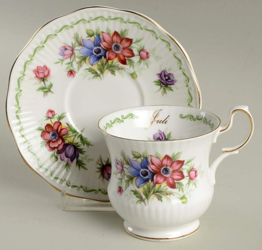 Special Flowers (With Month) Footed Cup & Saucer Set by Rosina-Queens-1