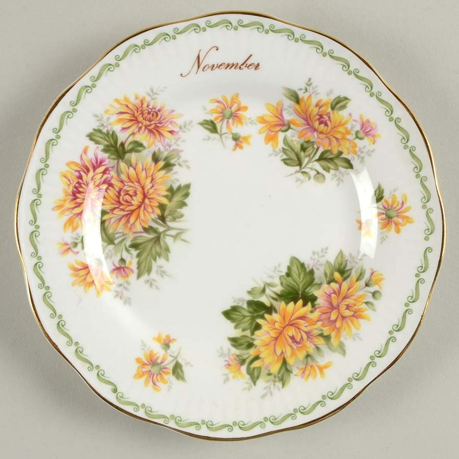 Special Flowers (With Month) Bread & Butter Plate by Rosina-Queens-1