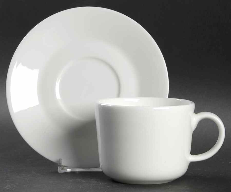 Pure White Flat Cup & Saucer Set by Royal Doulton-1