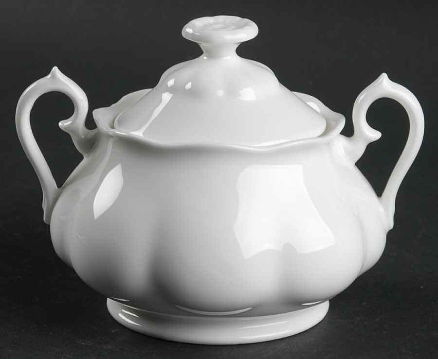 Hampton White Sugar Bowl & Lid by Royal Doulton-1