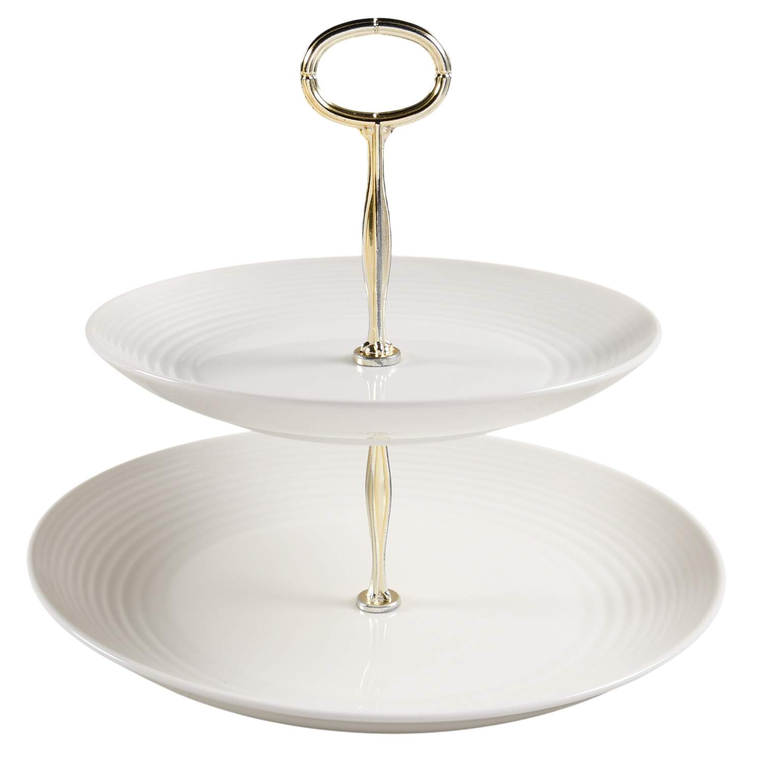 Maze White (Porcelain) 6 5/8"-10"  2 Tiered Serving Tray (Dp, Sp) HC by Royal Doulton-1