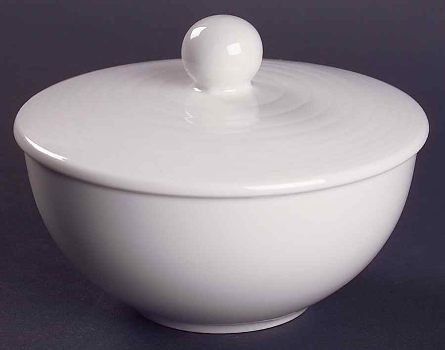 Maze White (Porcelain) Sugar Bowl & Lid by Royal Doulton-1