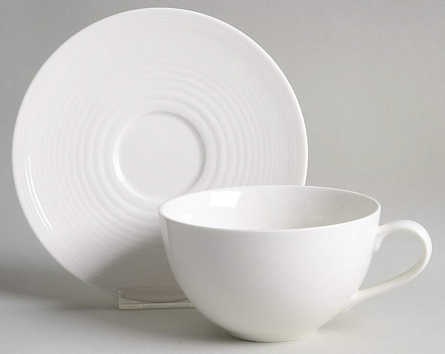 Maze White (Porcelain) Breakfast Cup & Saucer Set by Royal Doulton-1