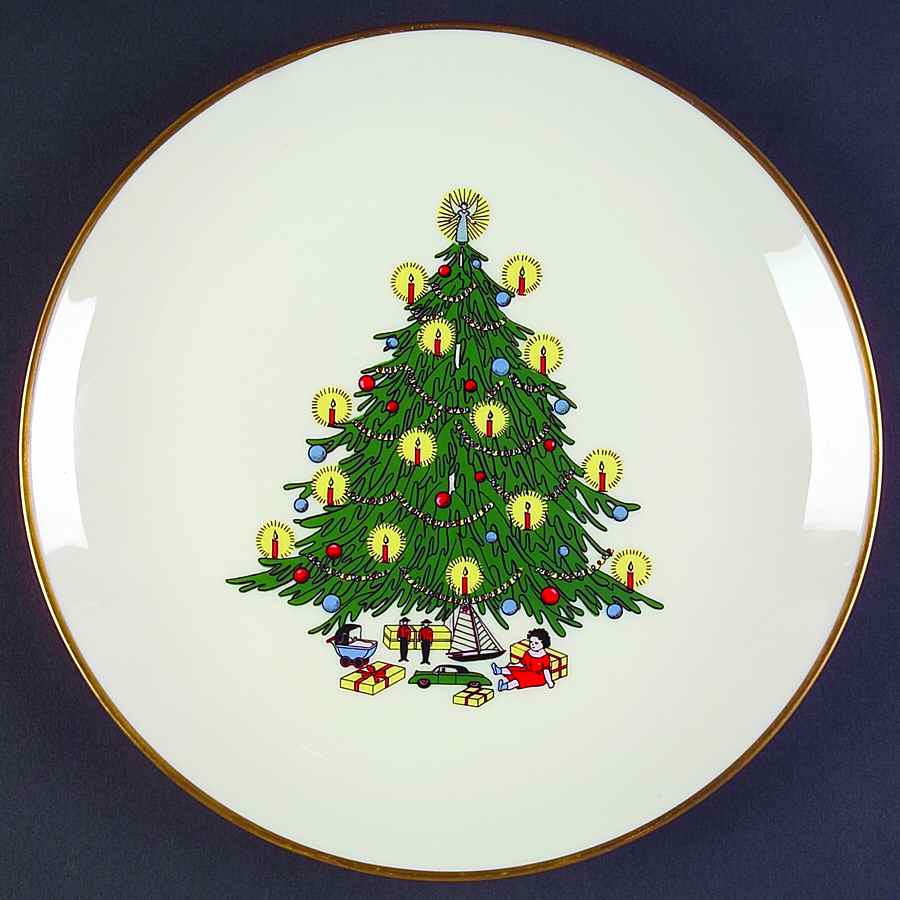 Christmas (Gold Trim) Dinner Plate by Royal Devon-1