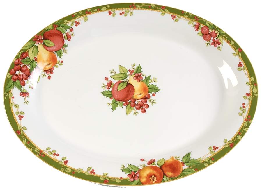 Winter's Garland 15" Oval Serving Platter by Reed & Barton-1
